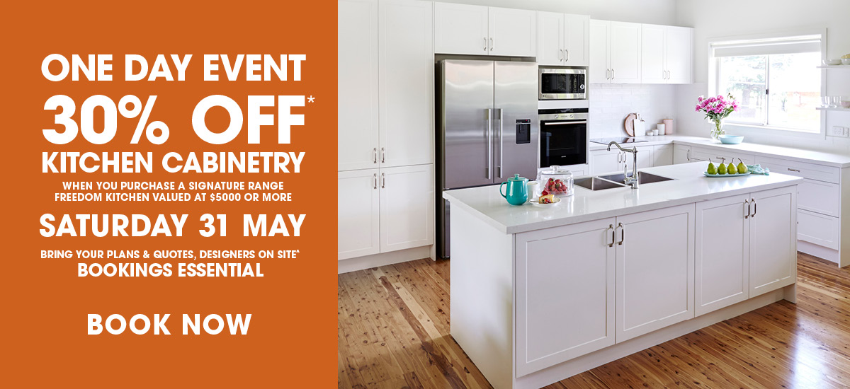 1ds-web-bnr-may25-fk-1 ONE DAY EVENT - 30% OFF* KITCHEN CABINETRY