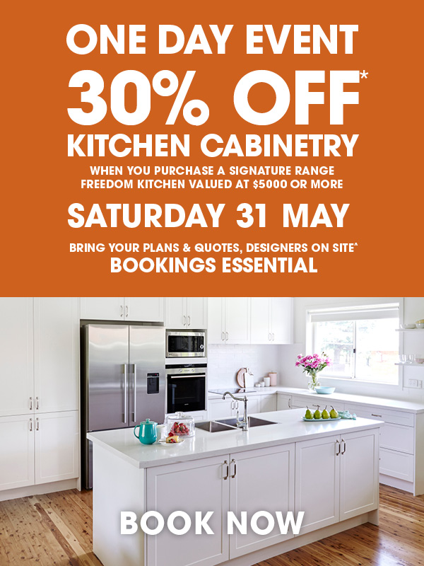 1ds-web-bnr-may25-fk-1mob ONE DAY EVENT - 30% OFF* KITCHEN CABINETRY